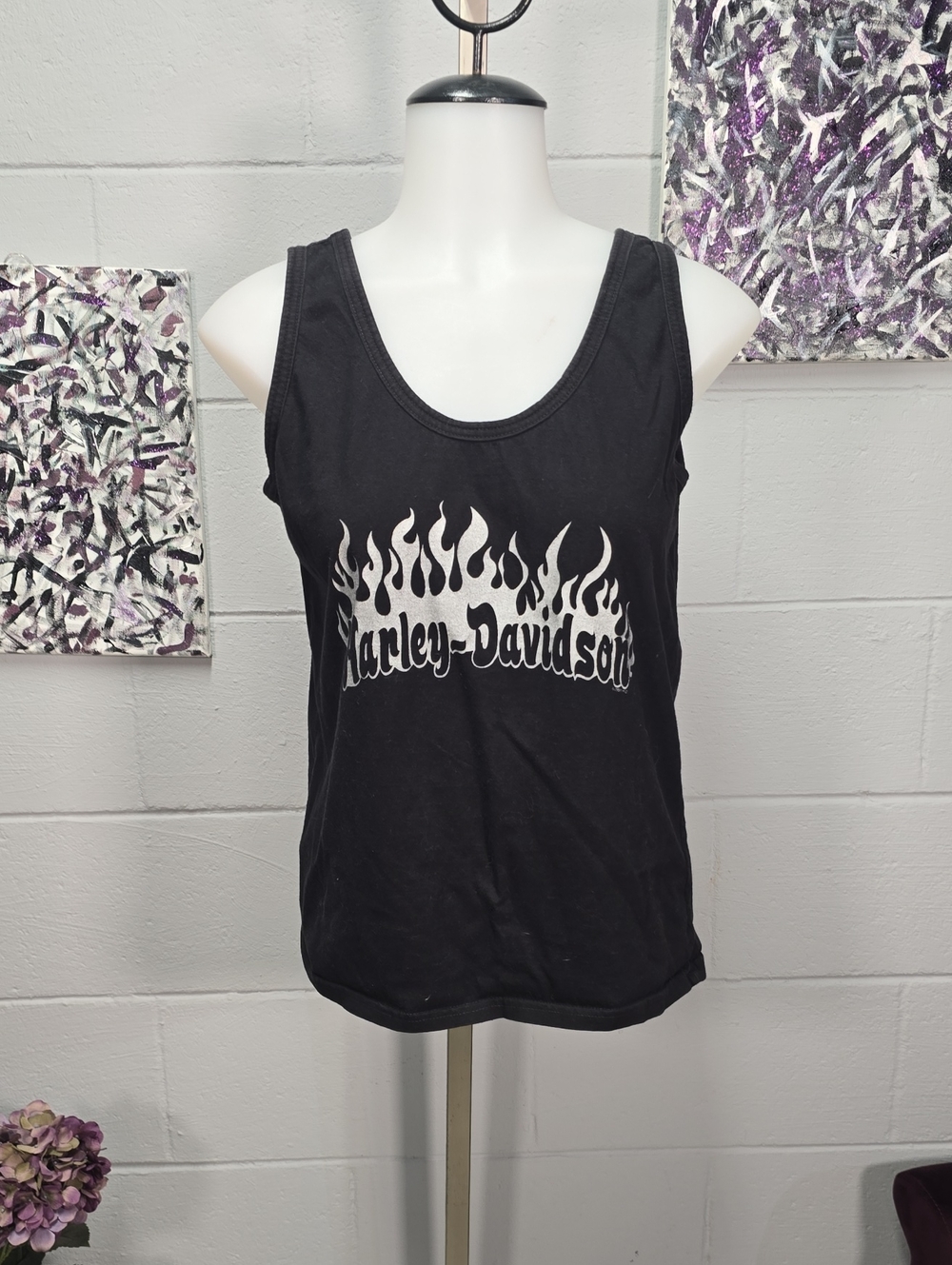 Harley-Davidson Black Tank with White Flame Logo